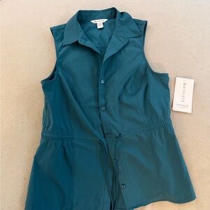 Athleta Women's Blue Button Down Sleeveless Shirt